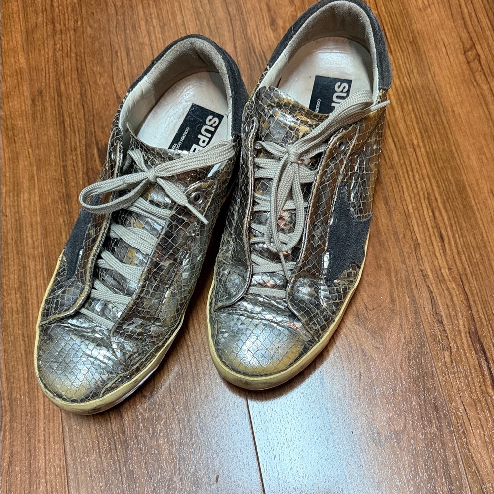 Authentic Golden Goose SUPERSTAR Bronze Snakeskin Sneakers